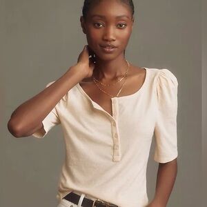 Anthropologie Puff Sleeve Henley